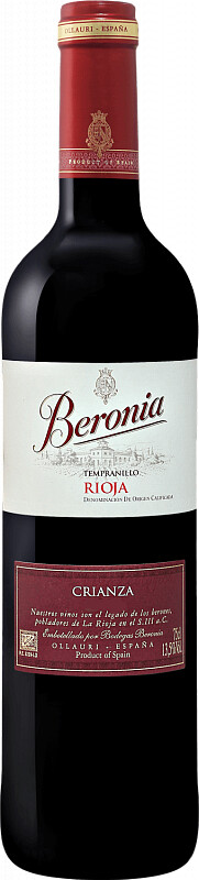 Вино географическое Берония Риоха Крианса сухое красное 13,5% 0,75 л